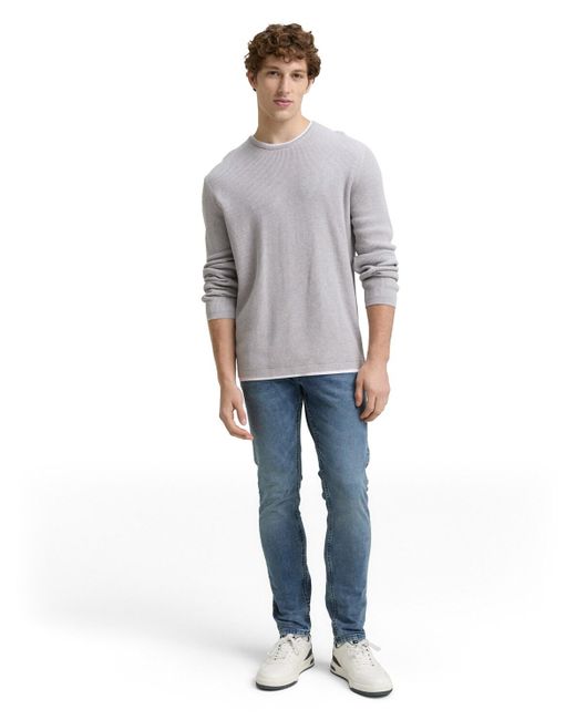 Tom Tailor DENIM 2-in-1 Strickpullover aus Baumwolle in Gray für Herren
