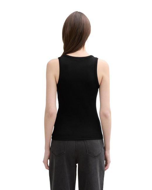 Tom Tailor Black DENIM Top mit Rippstruktur