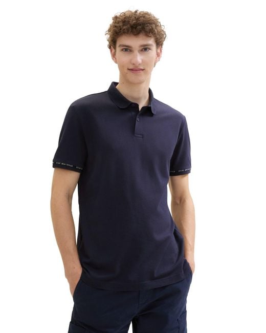 Tom Tailor DENIM Poloshirt mit Ärmeldetail in Blue für Herren