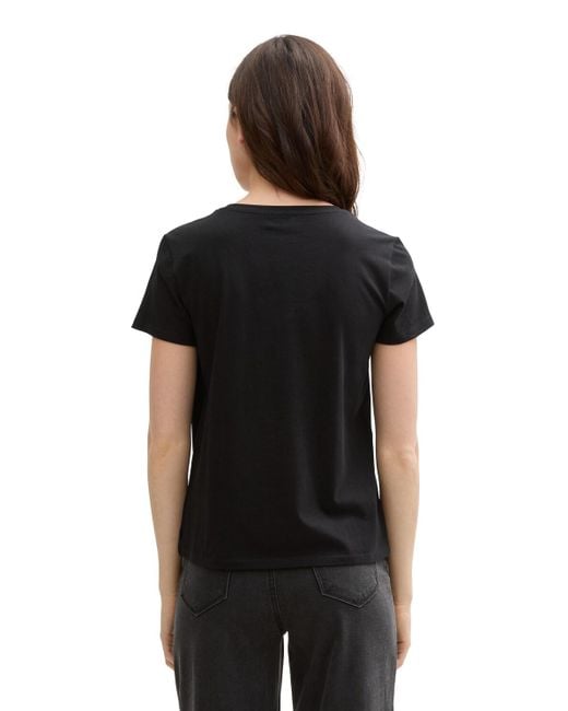 Tom Tailor Black DENIM T-Shirt mit Blumen-Print