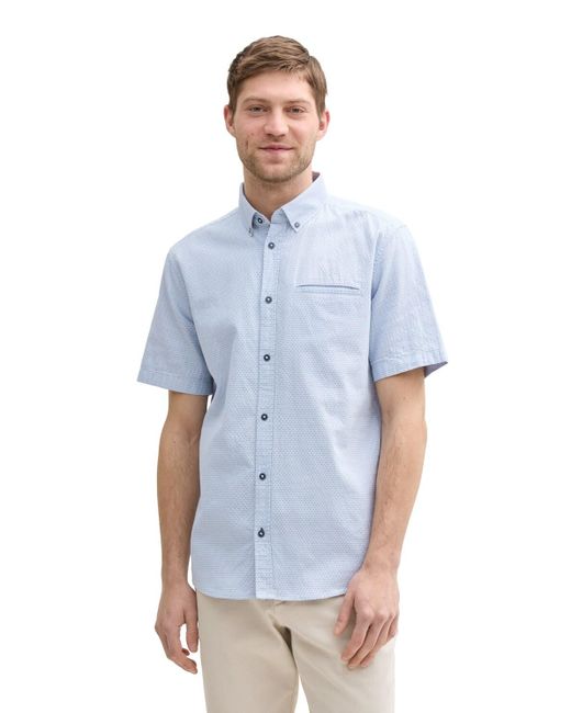 Tom Tailor Regular Fit Kurzarmhemd aus Baumwolle in Blue für Herren