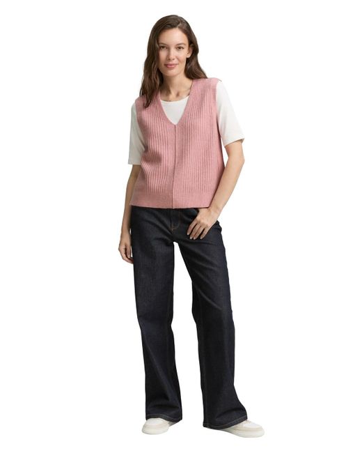 Tom Tailor Pink Ripp Pullunder mit V-Ausschnitt