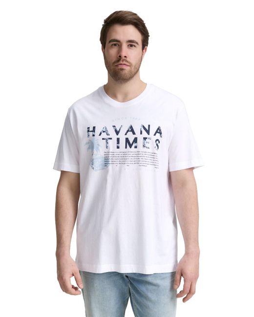 Tom Tailor Plus Size -T-Shirt mit Print in White für Herren