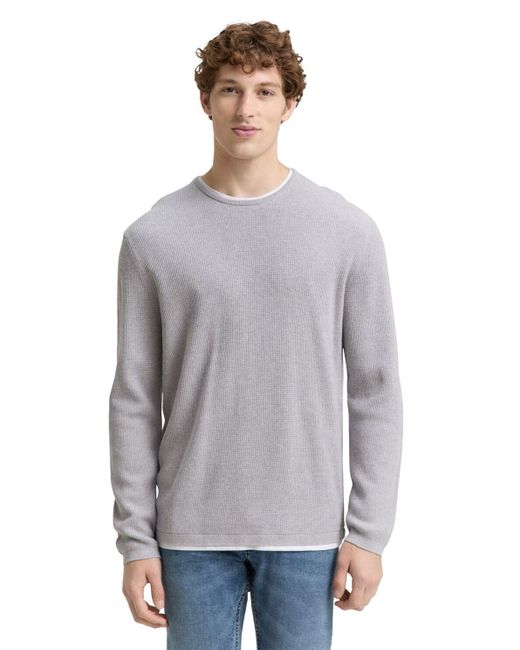 Tom Tailor DENIM 2-in-1 Strickpullover aus Baumwolle in Gray für Herren