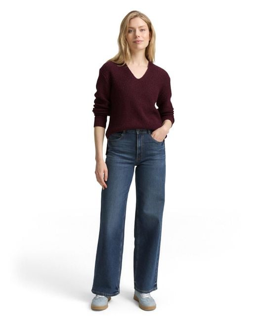 Tom Tailor Purple Strickpullover mit V-Ausschnitt