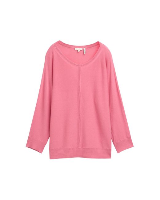 Tom Tailor Pink Strickpullover mit U-Boot-Ausschnitt
