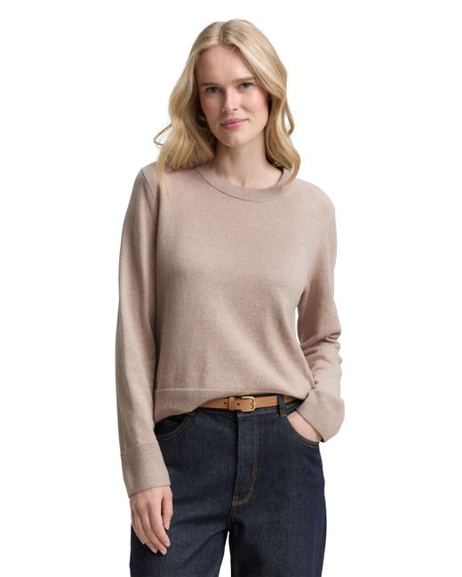 Tom Tailor Natural Strickpullover mit Rundhalsausschnitt