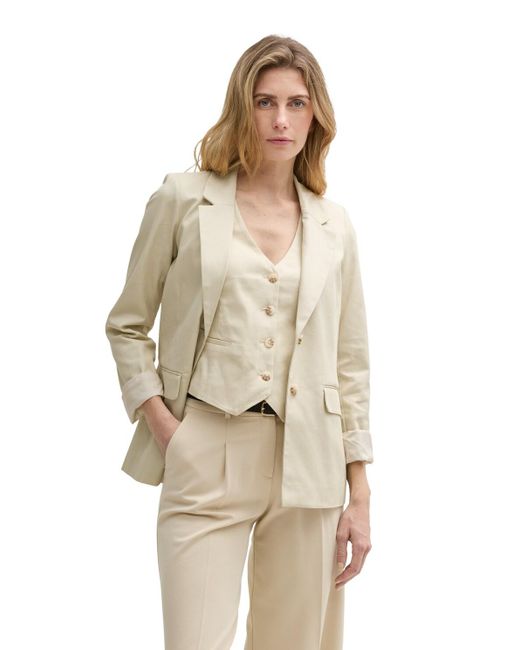 Tom Tailor White Regular Fit Blazer aus Twill