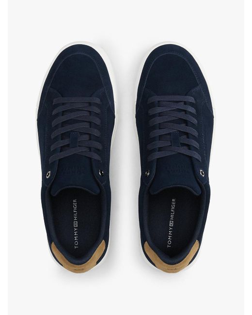 Tommy Hilfiger White Suede Chunky Sole Court Trainers for men