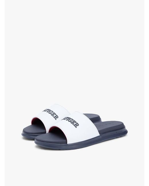 Tommy Hilfiger Blue Hilfiger Monotype Pool Slides for men