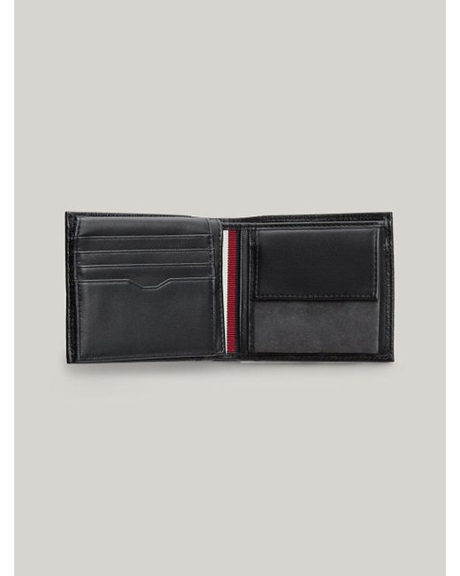 Tommy Hilfiger Black Textured Leather Bifold Wallet for men