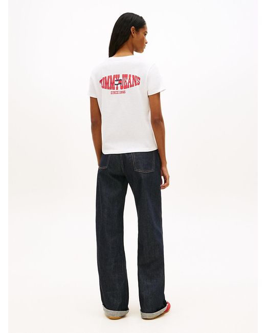 Tommy Hilfiger White Wavy Flag Back Logo Jersey T-Shirt
