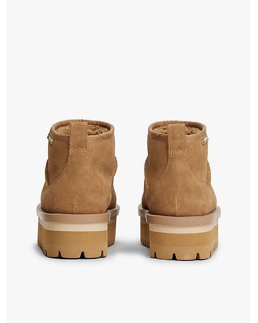 Tommy Hilfiger Suède Snowboot Met Plateauzool in het Brown