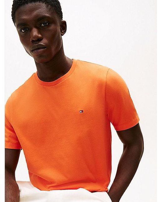 Tommy Hilfiger T-Shirt Met Ronde Hals En Geborduurde Vlag in het Orange voor heren