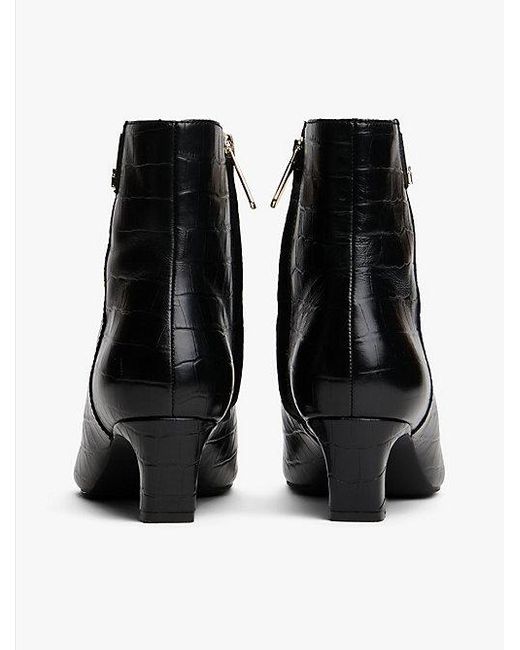 Botines De Piel Con Tacón Kitten Tommy Hilfiger de color Black