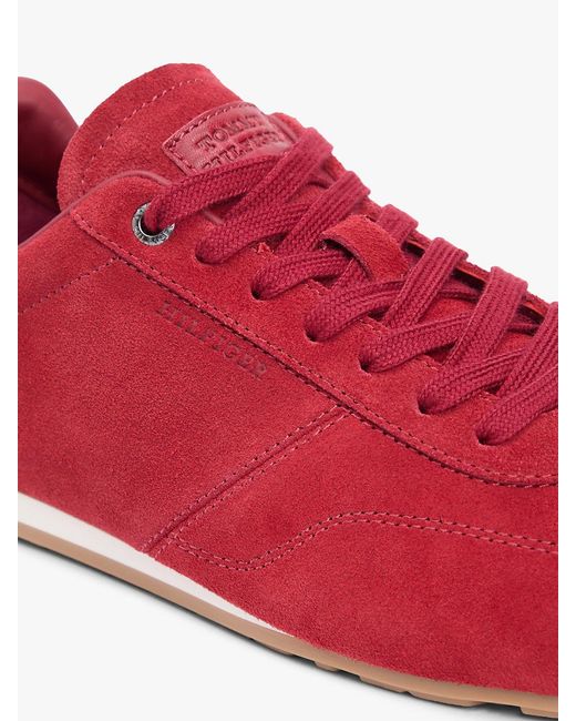 Tommy Hilfiger Red Suede Hilfiger Monotype Cleat Trainers for men