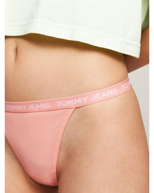 Tommy Hilfiger Natural 3-pack Essential Repeat Logo String Thongs