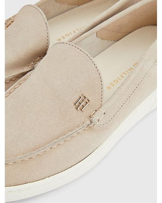 Tommy Hilfiger Th Comfort Inklapbare Suède Loafer in het Wit | Lyst