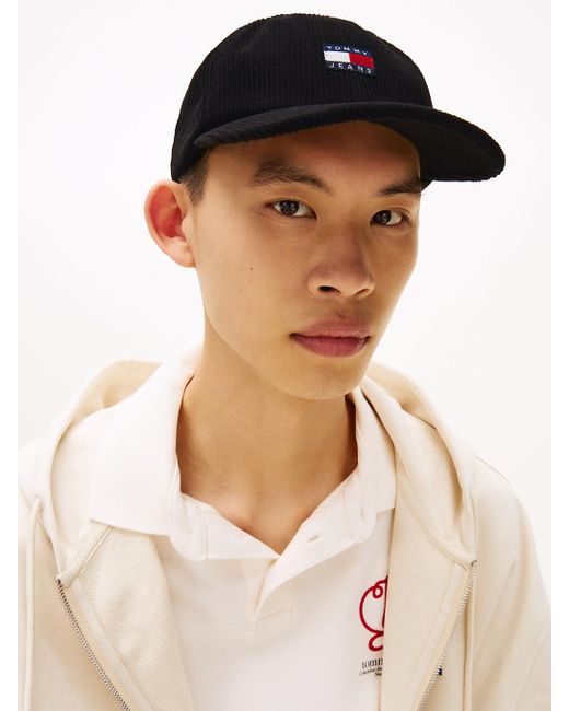 Tommy Hilfiger Black Heritage Corduroy Baseball Cap for men