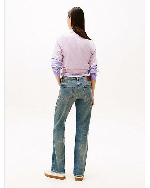 Tommy Hilfiger Medium Rise Bootcut Jeans Met Fading in het Blue