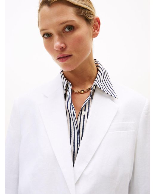 Blazer Monopetto Relaxed Fit di Tommy Hilfiger in White