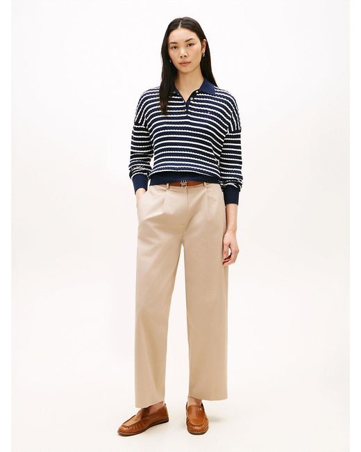 Tommy Hilfiger Blue Pleated Barrel Chinos
