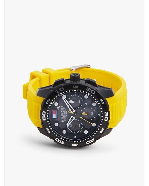 Tommy Hilfiger Horloge Met Zwarte Wijzerplaat En Gele Band in het Gray voor heren