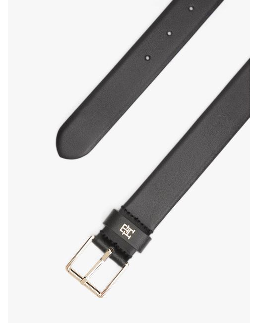 Tommy Hilfiger Black Th Monogram Square Buckle Leather Belt