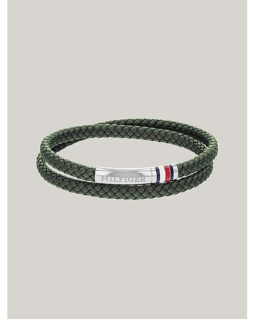 Tommy Hilfiger Doppel-Armband aus grünem geflochtenem Leder in Multicolor für Herren