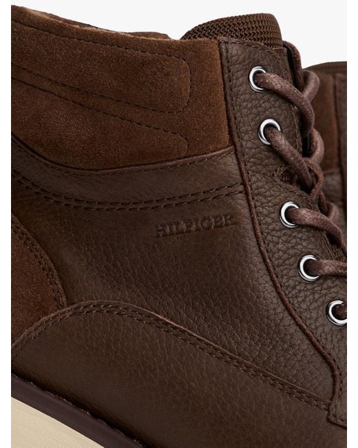 Bottes En Cuir Crantées À Lacets Tommy Hilfiger pour homme en coloris Brown