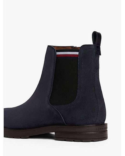 Tommy Hilfiger Suède Chelsea Boot Met Profielzool in het Blue voor heren