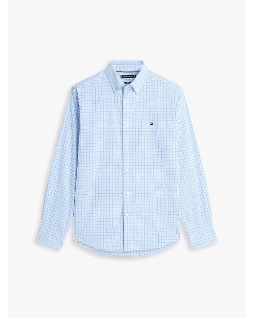 Tommy Hilfiger Blue Tattersall Poplin Regular Long Sleeve Shirts for men