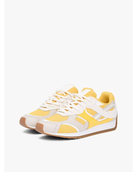 Tommy Hilfiger Metallic Th Monogram Leather Mixed Texture Trainers