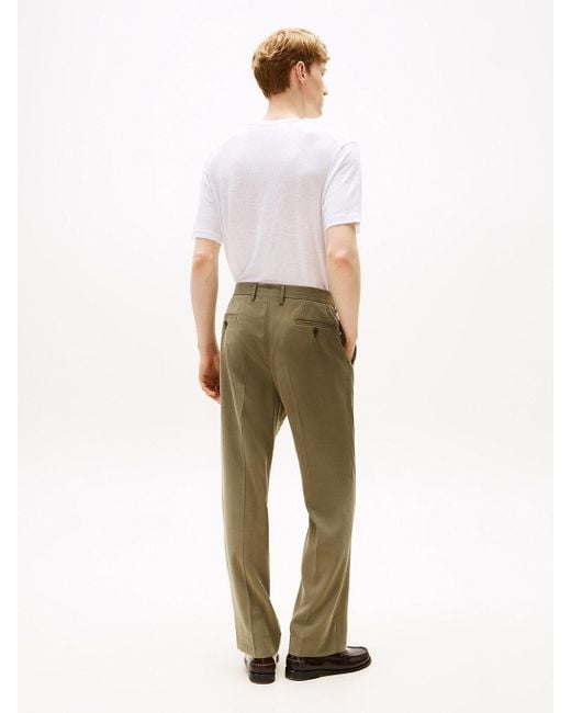 Pantaloni Regular Fit Con Piega di Tommy Hilfiger in Green da Uomo