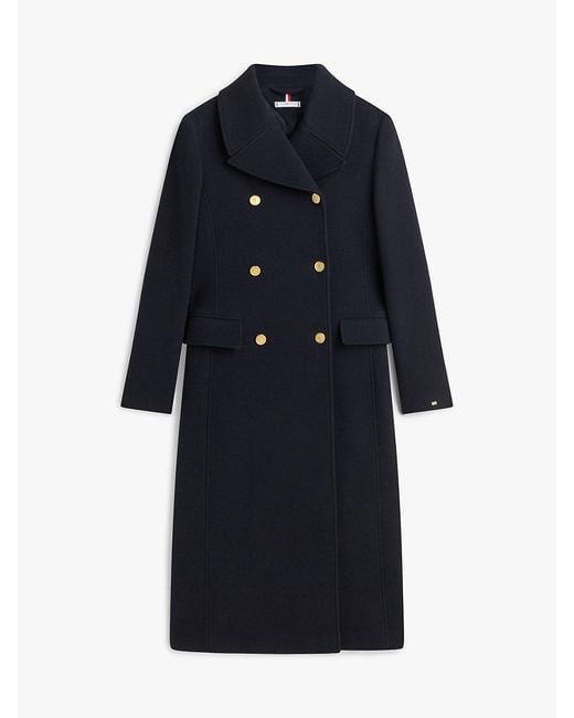 Tommy Hilfiger White Wool Blend Longline Slim Tailored Coat