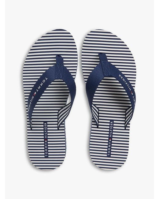 Tommy Hilfiger Blue Webbing Strap Ithaca Stripe Flip-Flops