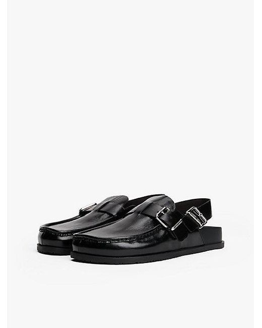 Tommy Hilfiger Glanzend Leren Slingback-Muiltje Met Gesp in het White