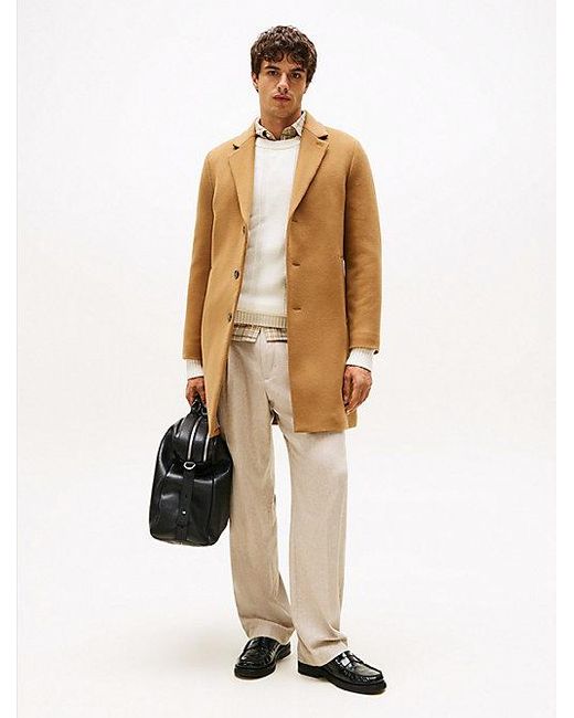 Tommy Hilfiger Smart Casual Single-Breasted Jas Van Wolmix in het White voor heren