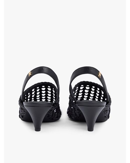 Tommy Hilfiger White Woven Pointed Toe Slingback Heels