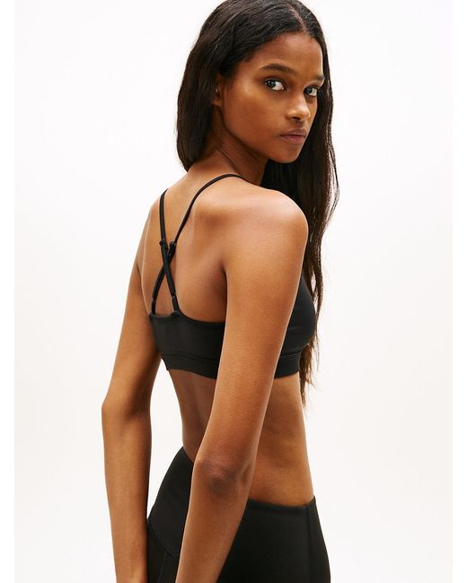 Tommy Hilfiger Black Athleisure Metal Logo Bralette Top