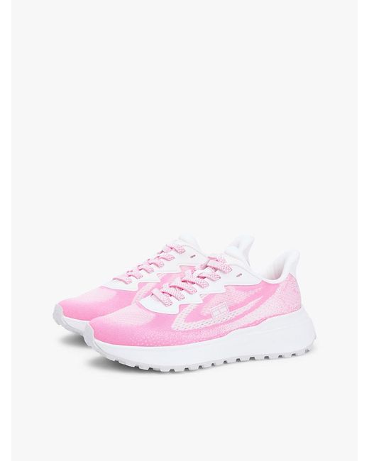 Tommy Hilfiger Pink Mesh Jacquard Knit Cleat Trainers