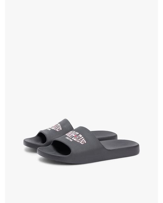 Tommy Hilfiger White Wavy Flag Logo Slides for men