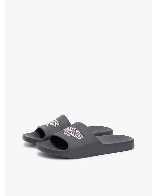 Tommy Hilfiger White Wavy Flag Logo Slides for men