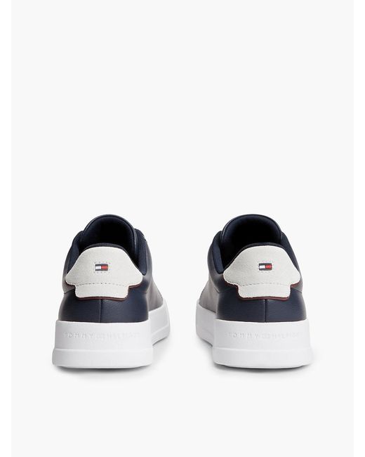 Tommy Hilfiger Blue Logo Court Trainers With Leather for men