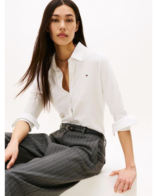 Polo Ajusté 1985 En Piqué De Coton Tommy Hilfiger en coloris White
