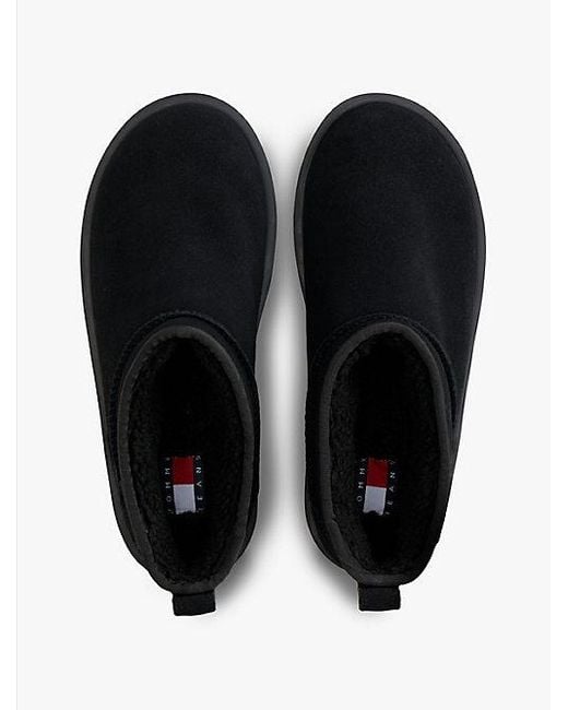 Tommy Hilfiger Suède Snowboot Met Plateauzool in het Black