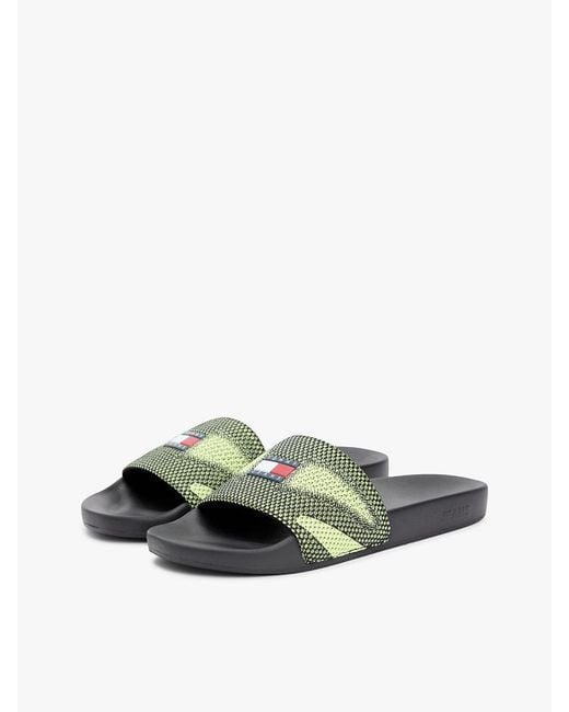Tommy Hilfiger Green Jacquard Strap Slides for men
