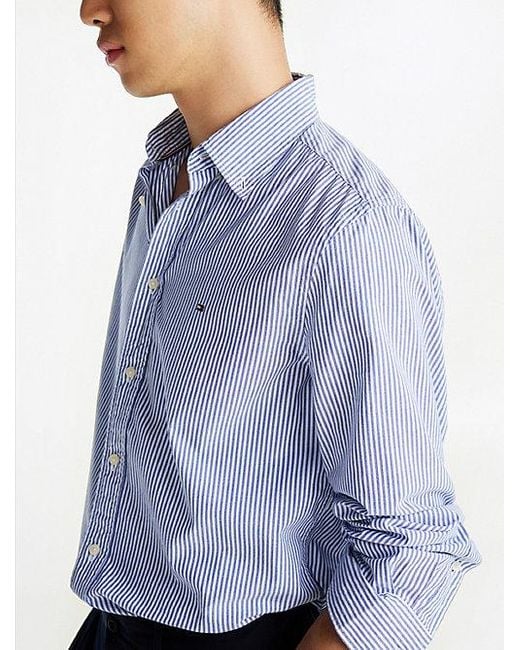 Tommy Hilfiger Flex Regular Fit Overhemd Met Strepen in het Blue voor heren