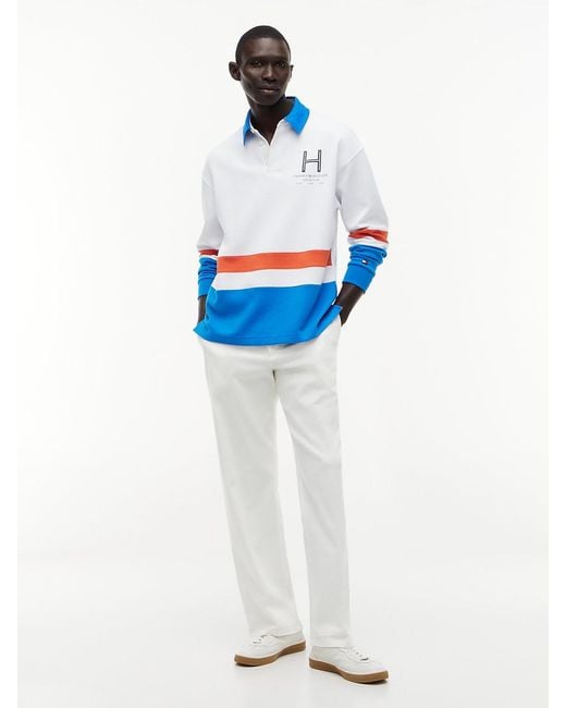 Tommy Hilfiger Blue Relaxed Fit Colour-Blocked Rugby Shirt for men