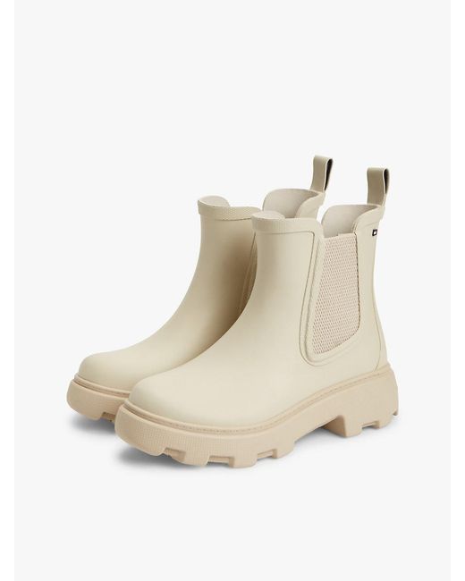 Tommy Hilfiger Natural Rubberised Flag Cleat Rain Boots
